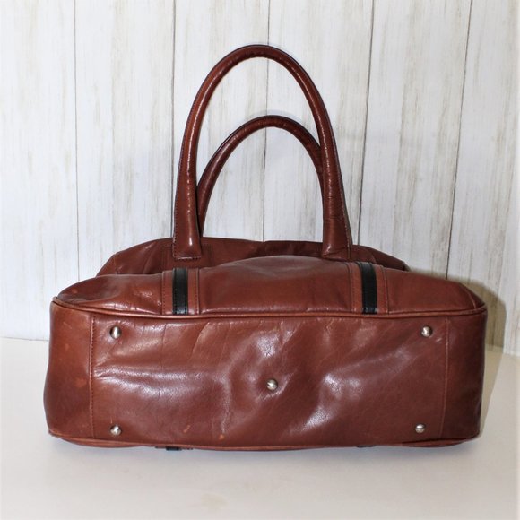 Halogen Cognac Leather Satchel Bag - Picture 3 of 10